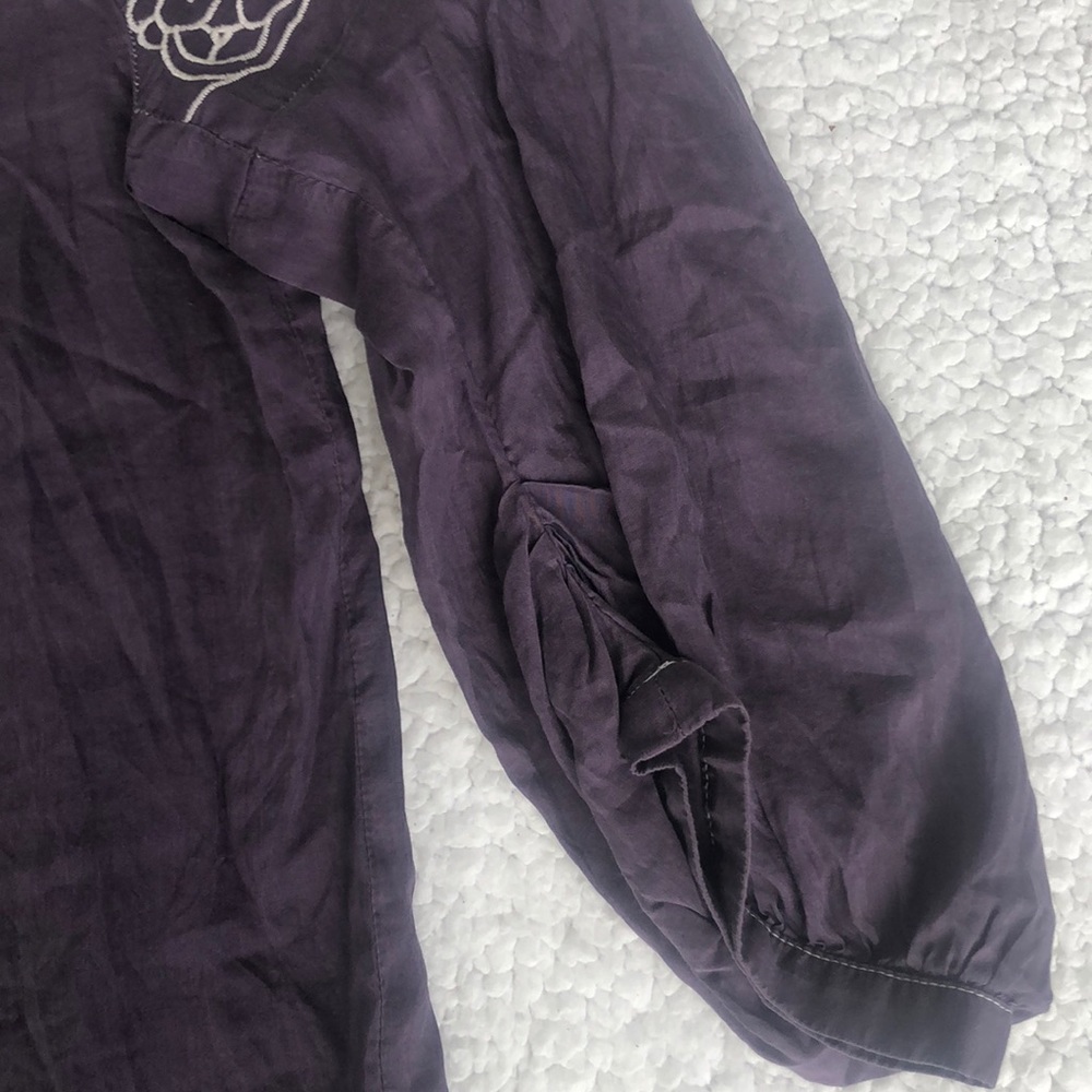 Trinity purple silk cotton embroidered blouse EUC - Picture 8 of 10